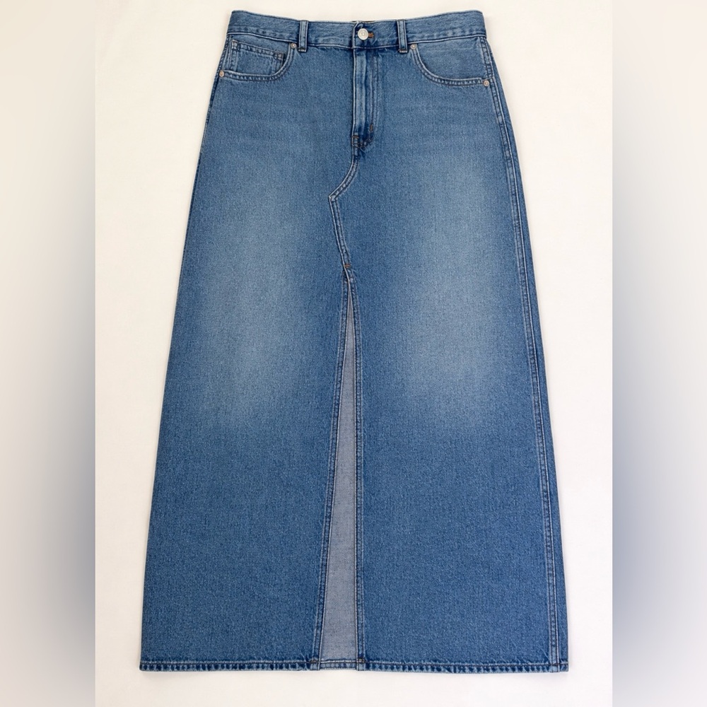 Madewell high waisted slit front denim Skirt medium washed blue